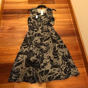 MaxMara Elodia Green Black Leaf Pattern Dress